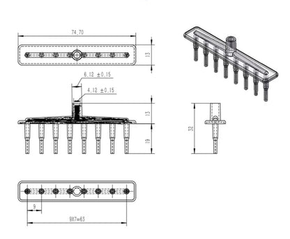 8-Channel Autoclavable Polypropylene Manifold with Luer Connectors
