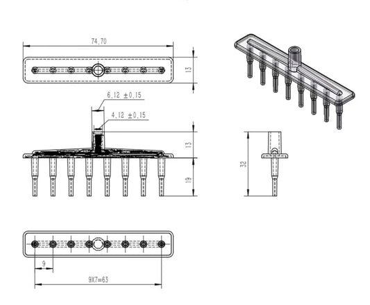 8-Channel Autoclavable Polypropylene Manifold with Luer Connectors